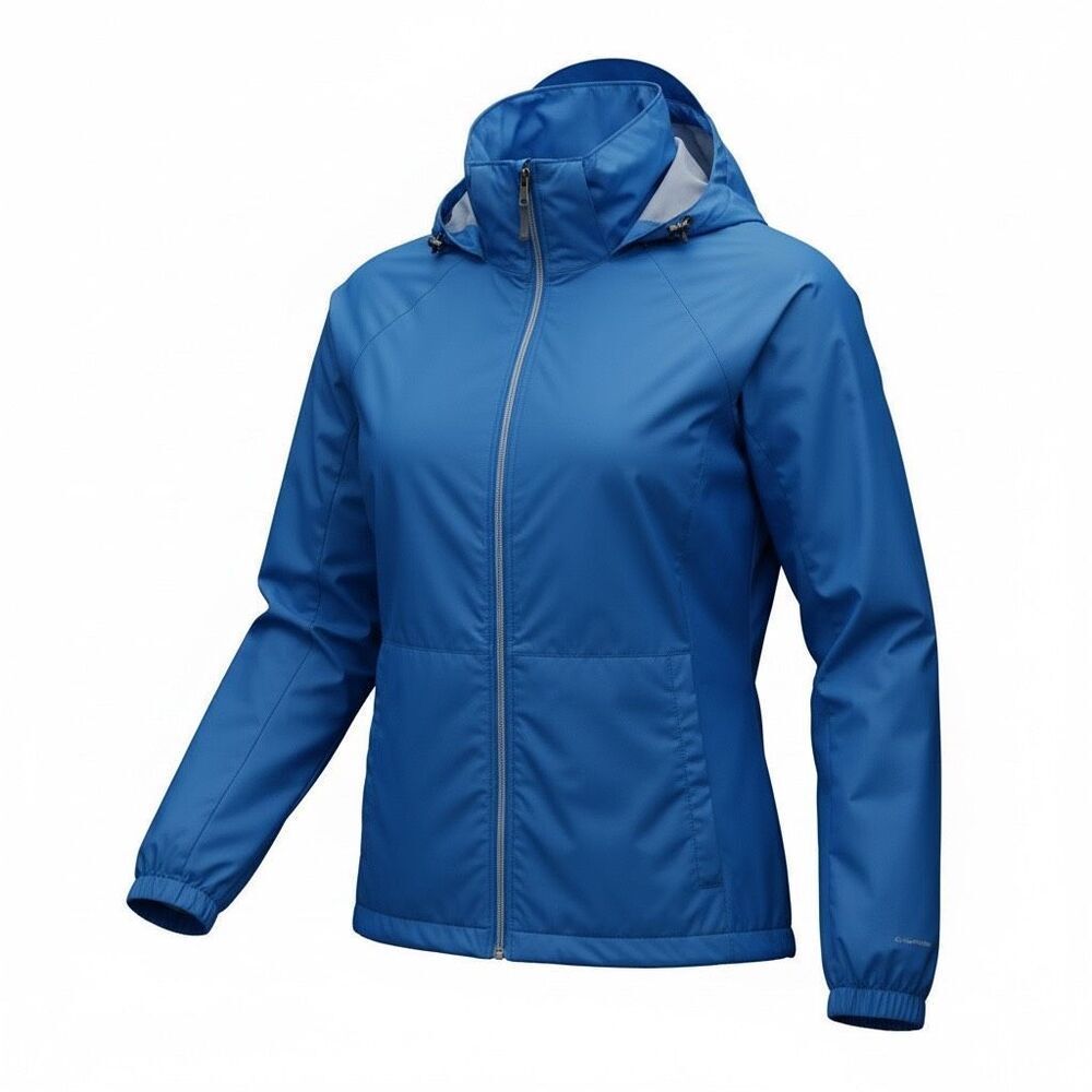 Columbia Womens Omni-Shield Full Zip Hooded‎ Windbreaker Jacket Blue Medium
